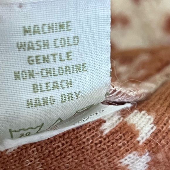 Orvis Beige Tan Fair Isle Collarless Fleece Jacket Large - Picture 12 of 12